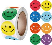 Fako Bijoux® - 500 Stickers Op Rol - 2.5cm - Emoji / Smiley Mix - Beloningsstickers - Stickers Kinderen - Sluitsticker - Sluitzegel - 25mm - 500 Stuks