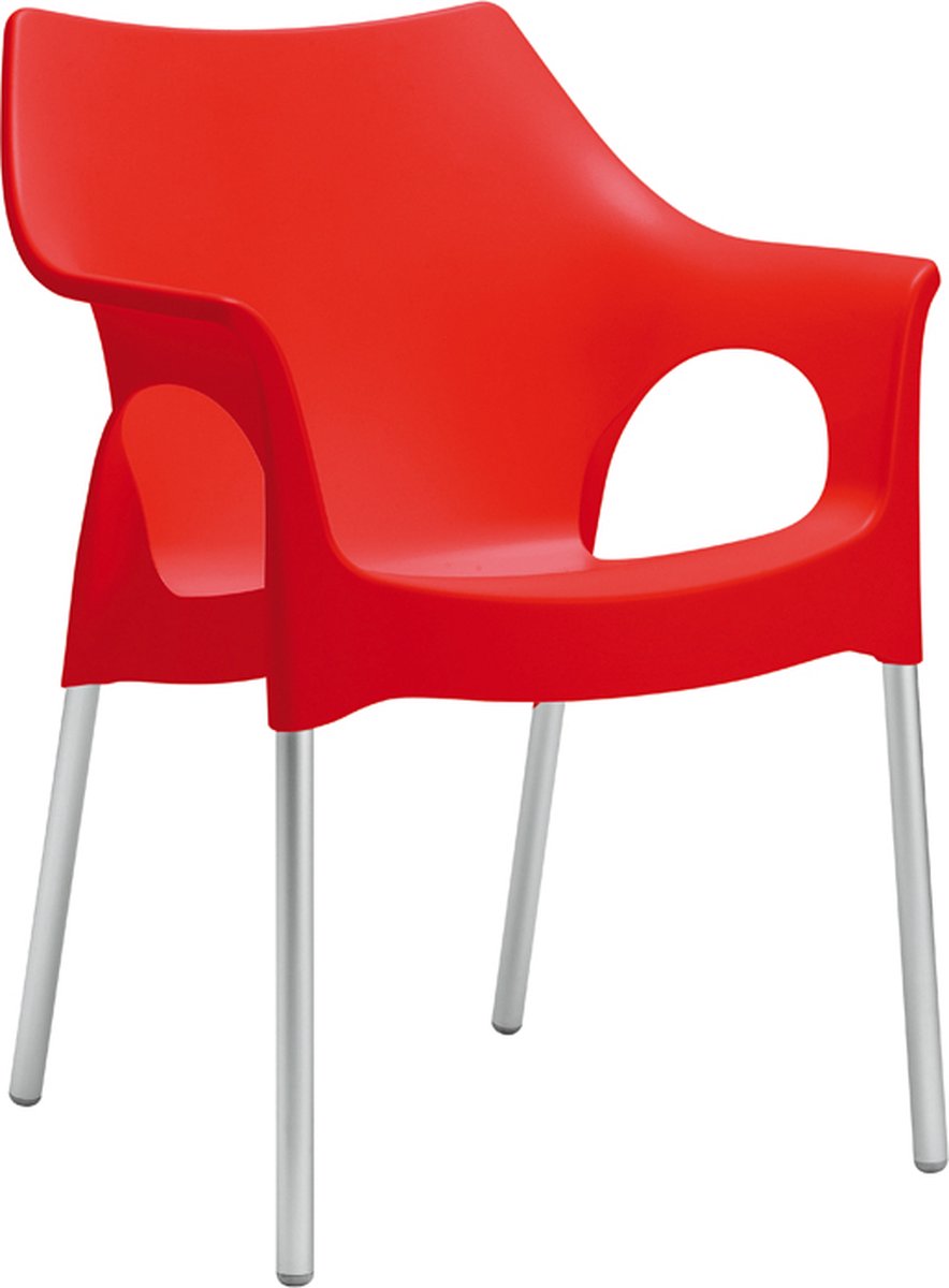S•CAB OLA designstoel kantinestoel, bijzetstoel, tuinstoel. Italiaans design voor binnen en buiten! Verpakt per 4 stuks,. Kleur rood!