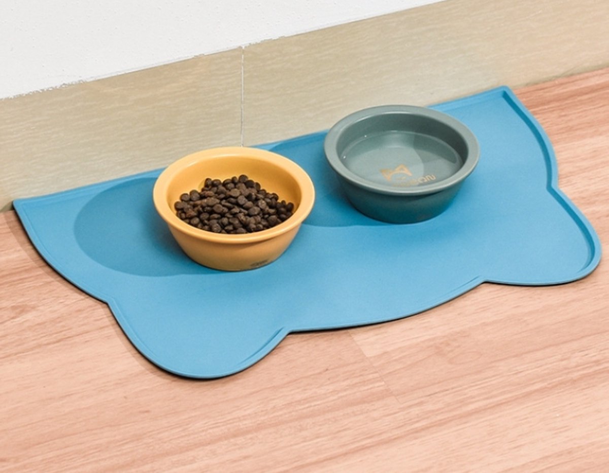 Micko - Placemat voor voerbak - Siliconen placemat - huisdieren placemat - Blauw