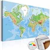Afbeelding op kurk - De Wereld in Beeld, Wereldkaart, Multi kleur, 1luik