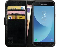 Rosso Element Book Case Wallet Hoesje Geschikt voor Samsung Galaxy J5 (2017) | Portemonnee | 3 Pasjes | Magneetsluiting | Stand Functie | Zwart