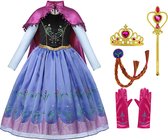 Prinsessenjurk meisje - Anna jurk - Verkleedkleding meisje - Het Betere Merk - Lange roze cape - Maat 110/116 (120) - Carnavalskleding - Cadeau meisje - Verkleedkleren - Kleed