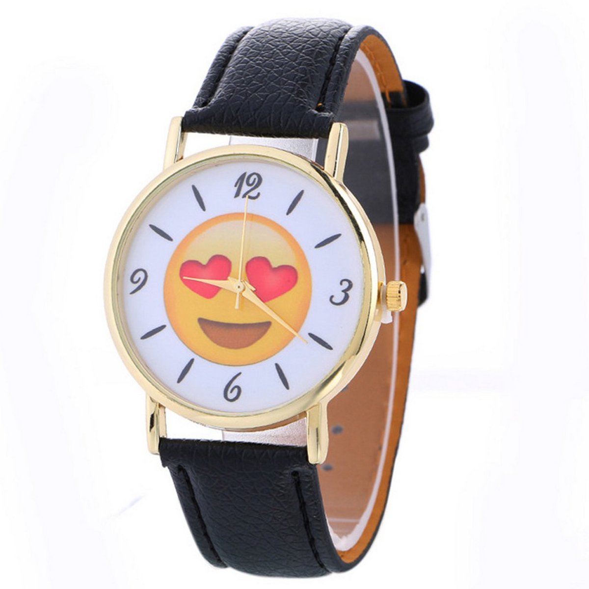 Hidzo Horloge Vakjes ø 37 mm - Zwart - Kunstleer