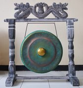 Healing Gong in Standaard - Groen - 25cm - Metaal & Hout - Meditatie & Yoga Gong - Handgemaakt Bali