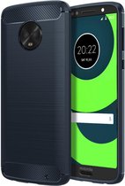Motorola Moto G6 Plus Geborsteld TPU Hoesje Blauw