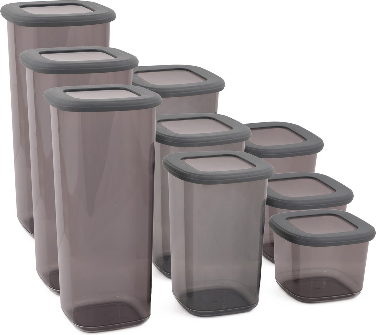 Asir - Opbergdoos set (9 stuks) - Antraciet - 10 x 24,5 x 10