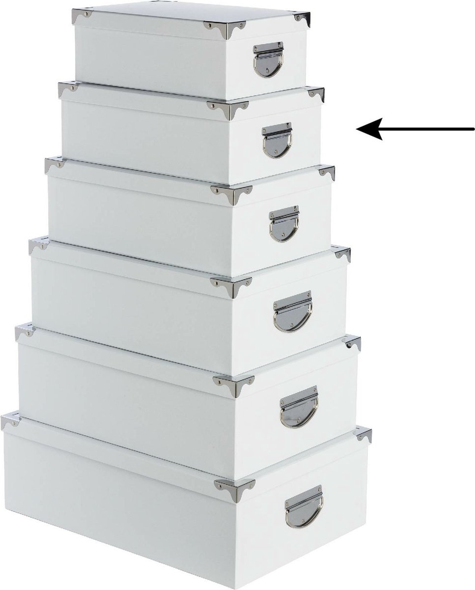 5Five Opbergdoos/box - 2x - wit - L32 x B21.5 x H12 cm - Stevig karton - Whitebox