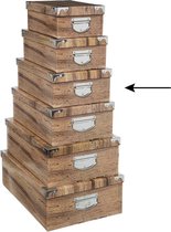5Five Opbergdoos/box - 6x - Houtprint donker - L32 x B21.5 x H12 cm - Stevig karton - Treebox