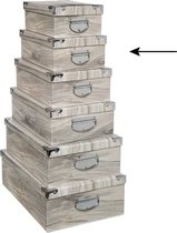 5Five Opbergdoos/box - 4x - Houtprint licht - L32 x B21.5 x H12 cm - Stevig karton - Treebox