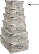 5Five Opbergdoos/box - 2x - Houtprint licht - L28 x B19.5 x H11 cm - Stevig karton - Treebox