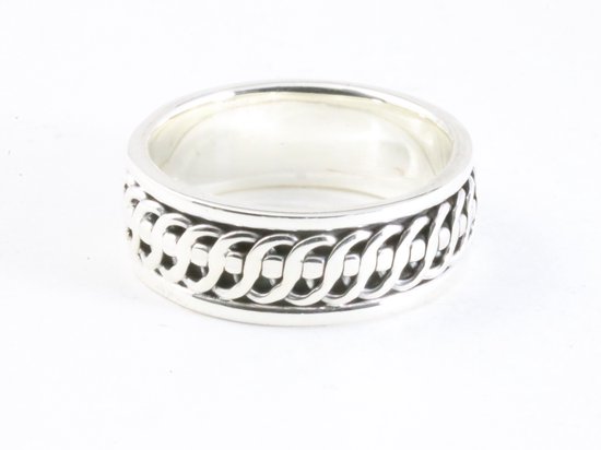 Zware zilveren ring met kabelpatroon - maat 18