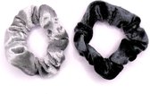 Scrunchie velvet grijze tinten