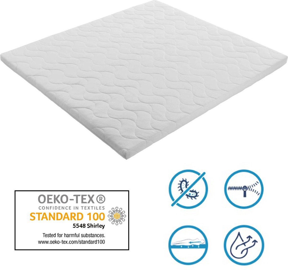 Topper 160x200 7cm dik HR Koudschuim Afritsbaar hoes