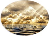 PVC Schuimplaat Ovaal - Abstract Schilderij van Wolken Drijvend in de Zee - 40x30 cm Foto op Ovaal (Met Ophangsysteem)