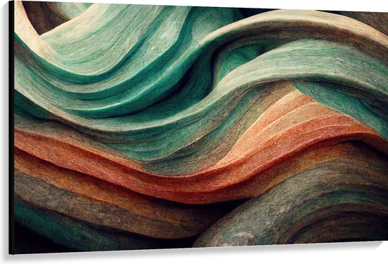 Canvas - Abstracte Golvende Vormen in Verschillende Kleuren - 150x100 cm Foto op Canvas Schilderij (Wanddecoratie op Canvas)