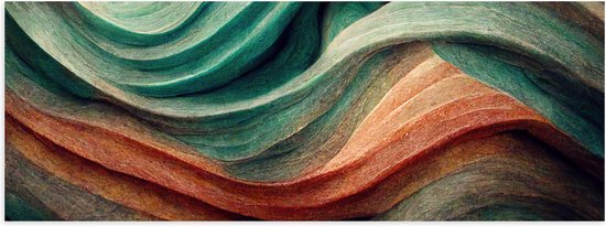 Poster (Mat) - Abstracte Golvende Vormen in Verschillende Kleuren - 90x30 cm Foto op Posterpapier met een Matte look