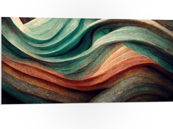 PVC Schuimplaat - Abstracte Golvende Vormen in Verschillende Kleuren - 100x50 cm Foto op PVC Schuimplaat (Met Ophangsysteem)
