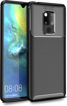 Huawei Mate 20 Siliconen Carbon Hoesje Zwart