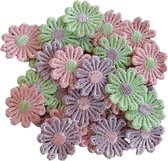 Bloemen - Kant - Applicatie - 20 stuks - 2,6cm - roze groen paars