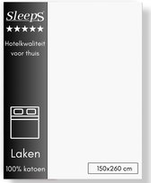Sleeps Lakens Katoen Wit - 1 Persoons 150 x 260 cm - 100% Katoen - Hoogwaardig Hotelkwaliteit - Heerlijk Zacht