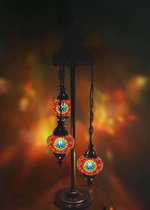 Turkse Lamp - Vloerlamp - Mozaïek Lamp - Marokkaanse Lamp -Oosters Authentiek Handgemaakt Multicolour ster 3 bollen