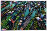 PVC Schuimplaat - Drijvende markt op Boten in Vietnam - 60x40 cm Foto op PVC Schuimplaat (Met Ophangsysteem)