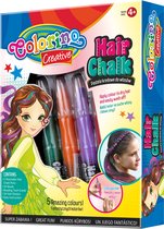 Colorino-Haarkrijt-5 kleuren-Tijdelijke haarkleuring-24 kralen-24 haar elastiekjes-kam.