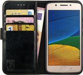 Rosso Element Book Case Wallet Hoesje Geschikt voor Motorola Moto G5S Plus | Portemonnee | 3 Pasjes | Magneetsluiting | Stand Functie | Zwart
