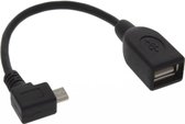 Micro USB OTG kabel / adapter - handig haaks model 90 graden om diverse USB apparaten zoals bijvoorbeeld USB-stick, Flashdrive, keyboard en muis aan te sluiten op smartphone of tab