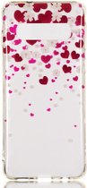 Samsung Galaxy S10 Transparant TPU Hoesje met Hart Print