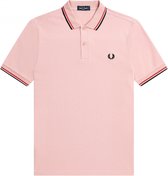 Fred Perry M3600 polo twin tipped shirt - pique - Chalky Pink / Washed Red / Black - Maat: XL