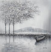 Schilderij - Handgeschilderd - Op het water 2 100x100cm