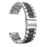 SmartphoneClip® Horlogeband - Metaal Schakel - 20mm - Zilver Zwart - Horlogebandjes
