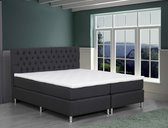 Boxspring gecapitoneerd antracite 180x210cm luxe topper 3D 10cm hr40 zomer en winterkant.