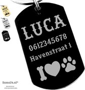 Titanium Hondenpenning  ID tag inclusief 2 kanten graveren | Luxe hondenpenning met naam 21x36 mm