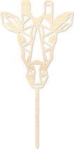 Houten caketopper / taarttopper - Giraffe - Taart / Cake topper op bestelling gemaakt