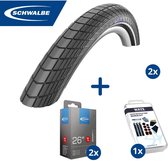 Fietsband - Schwalbe - Buiten- & binnenbanden (2x2 stuks) - Big Apple R-Guard & SV13 - 26 inch x 1.50 - 2.40 - 40 mm - Met plaksetje