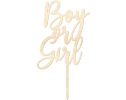 Houten caketopper / taarttopper - Boy or Girl - Taart / Cake topper op bestelling gemaakt