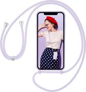 Hoesje met koord - ketting - Draagriem voor Schouder / Nek - Schouder tas - Geschikt voor: iPhone 13 Pro Max - lila