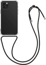 Hoesje met koord - ketting - Draagriem voor Schouder / Nek - Schouder tas - Geschikt voor: iPhone 12 Pro - transparant