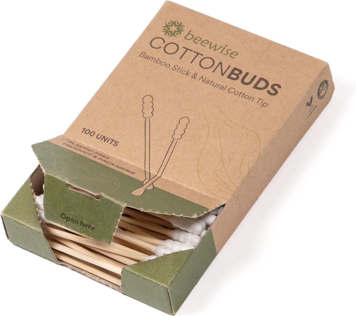 Bamboe Wattenstaafjes | Biologisch Afbreekbaar | Oorstokjes | Plastic-vrij | Biodegradable Cotton Swab | Bamboo Cotton Buds | 4 Packs x 100 stuks