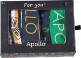 Apollo - Giftbox boxershorts heren - Muziek - Geel/Blauw - Maat S - Cadeaudoos - Geschenkdoos - Giftbox mannen - Verjaardagscadeau