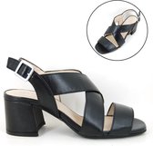 Stravers - Trendy Sandalen met Blokhak Maat 43 Zwart Grote Maten Luxe Sandalen met Kruisbanden