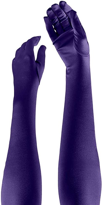 Apollo - Lange handschoenen - Satijnen handschoenen 60 cm - Paars - One size - - accessoires - Lange handschoenen verkleed - Carnaval