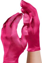 Apollo - Satijnen handschoen - Gala handschoenen - 20 cm - Fuchsia paars - One size - Lange handschoenen verkleed - accessoires - Carnaval