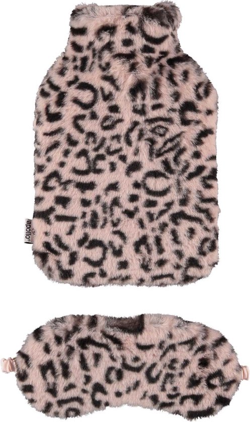 Foto: Apollo warmwaterkruik leopard print met oogmasker roze kruik met hoes kruik baby kruiken