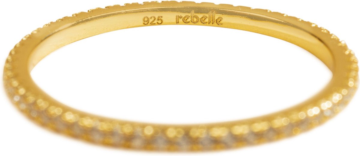 Rebelle Amsterdam - Goudkleurige Ring - Zirkonia Stenen - Wit - 18 Karaat - Gold Plated