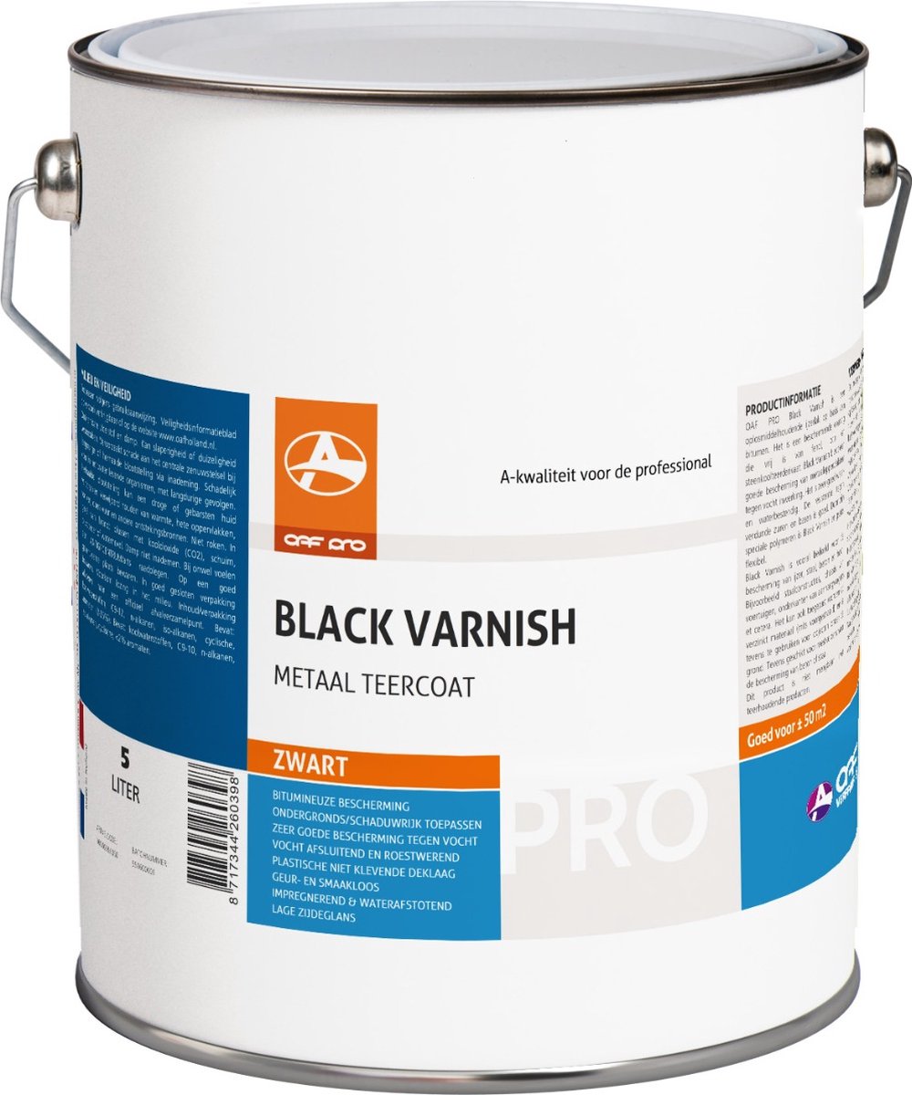 OAF PRO Black Varnish 5 liter - Ondergronds of schaduwrijk toepassen - Impregnerend en Waterafstotend - bestand tegen langdurige waterbelasting, verdunde zuren en basen