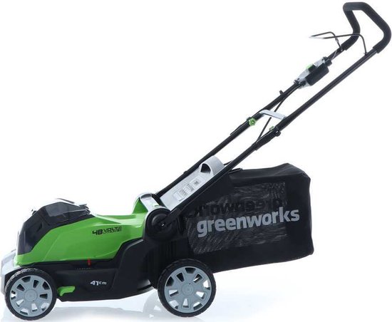 Accu grasmaaier - Greenworks G48LM41 48V Accu Elektrische Grasmaaier - 41 cm Maaibreedte - 4Ah Accu