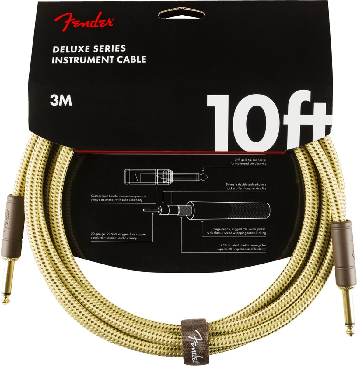 Fender Deluxe Series Instrument Cable 3m (Tweed) - Gitaarkabel